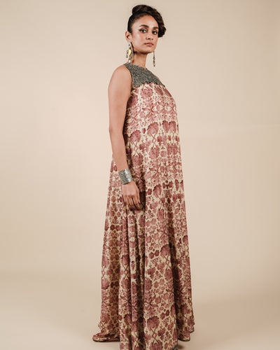 Rust Pink - Ivory Maxi Dress