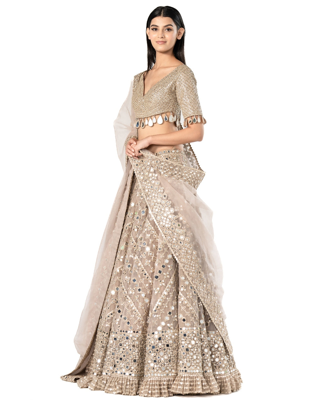 Moon Grey Embellished Lehenga Set