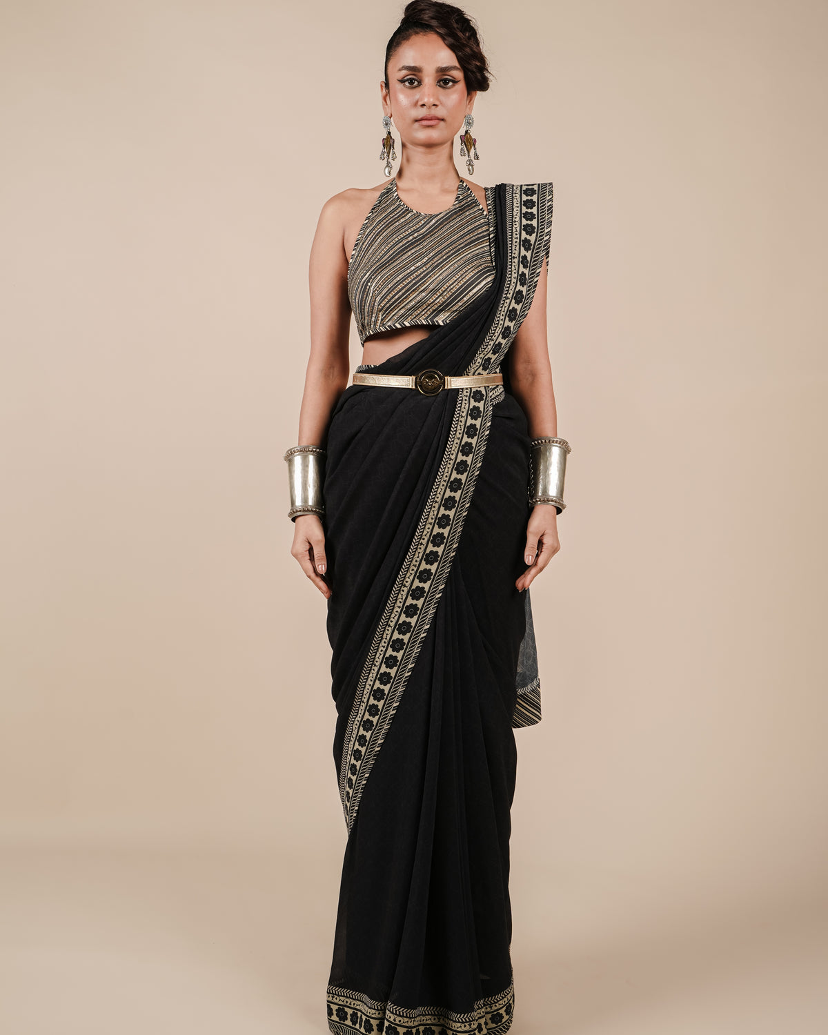 Rich Black Sari Set