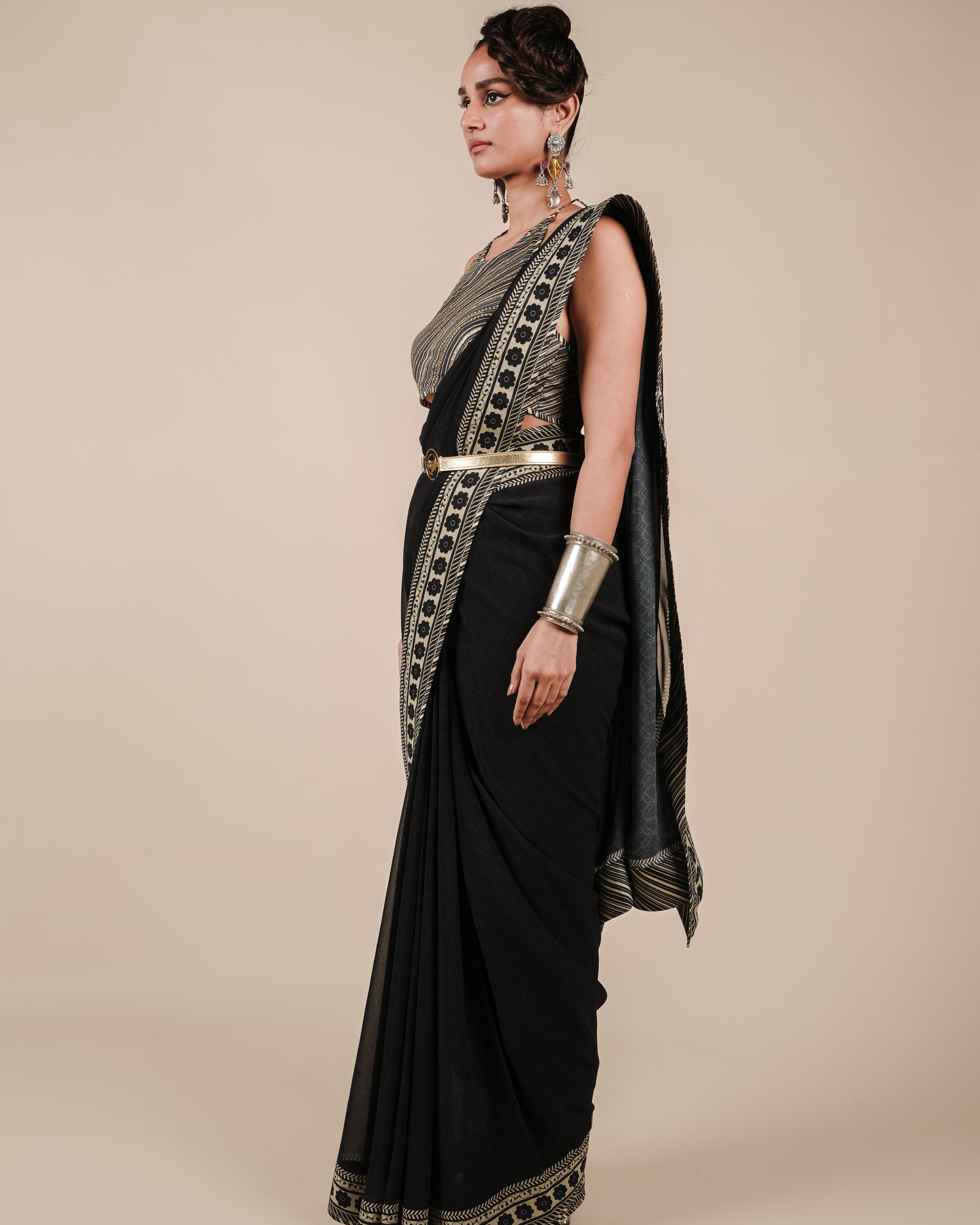 Rich Black Sari Set