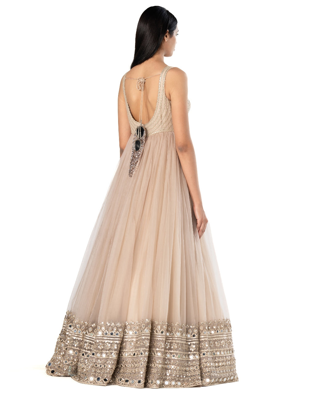 Beige Embroidered Anarkali Set