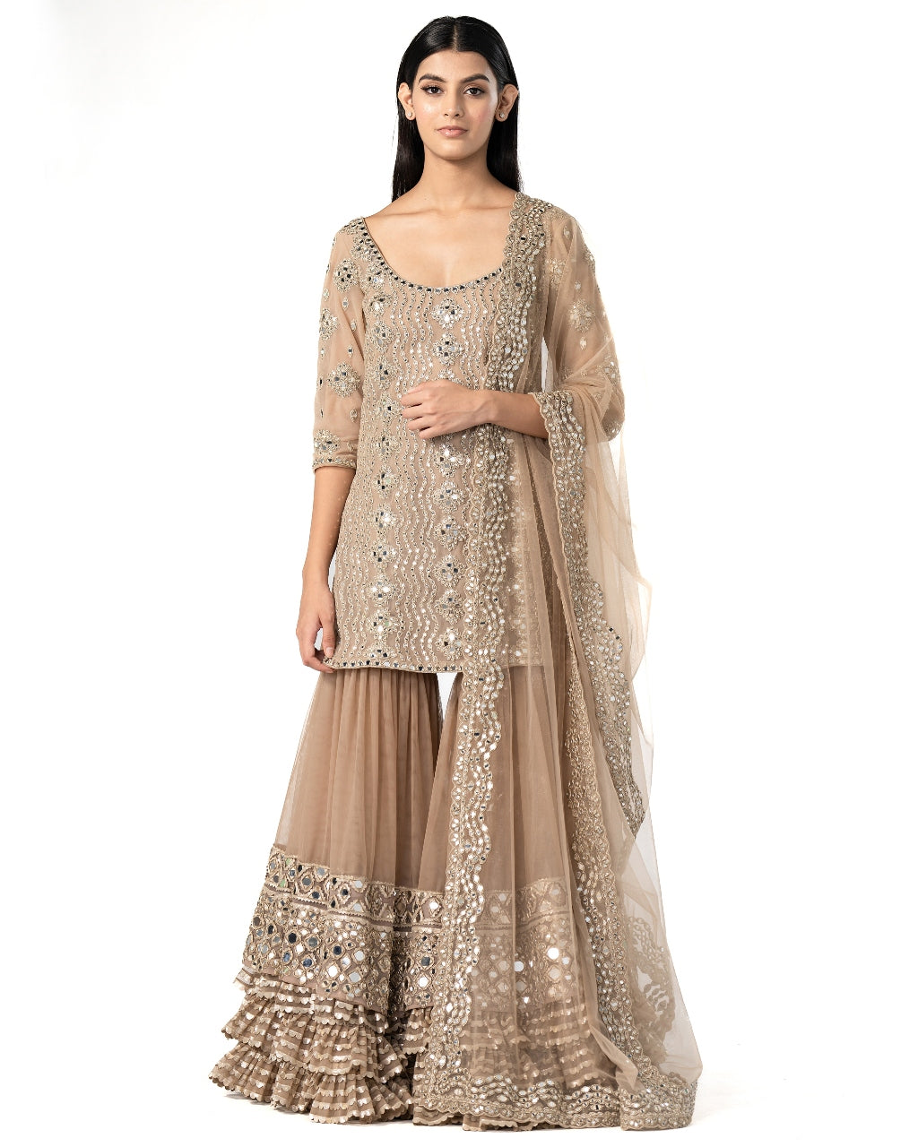 Moon Grey Embellished Gharara Set