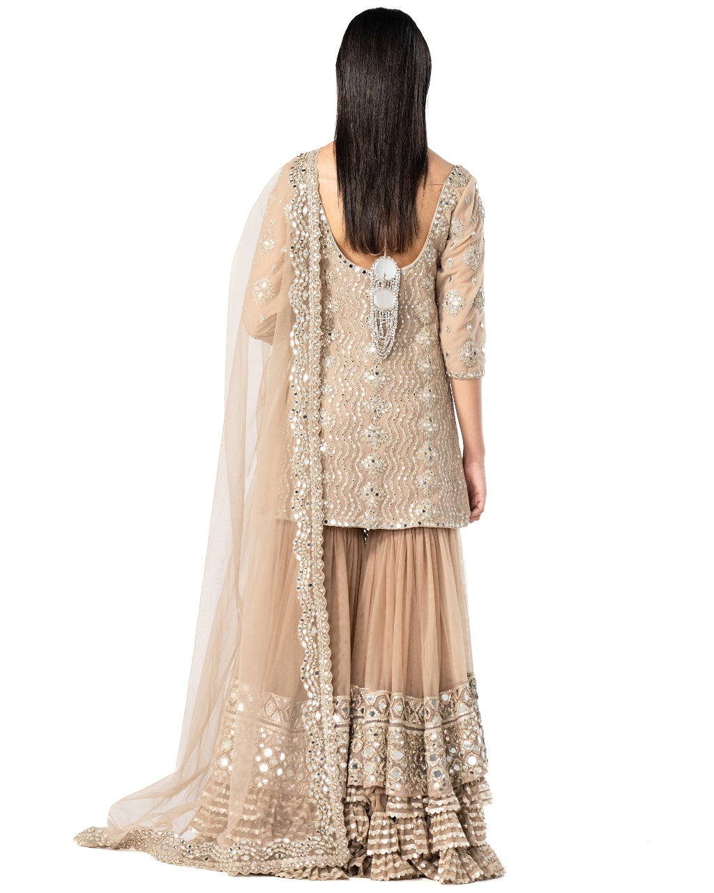 Moon Grey Embellished Gharara Set