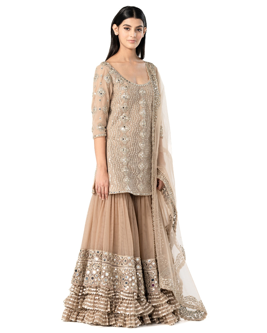 Moon Grey Embellished Gharara Set