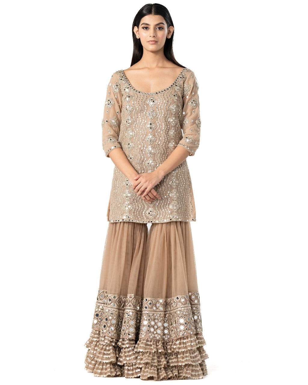 Moon Grey Embellished Gharara Set