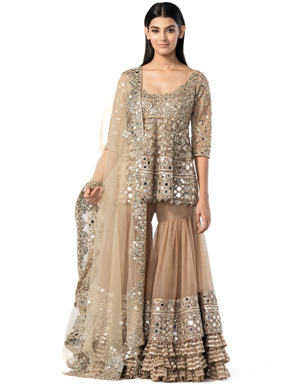 Moon Grey Kurta Gharara Set