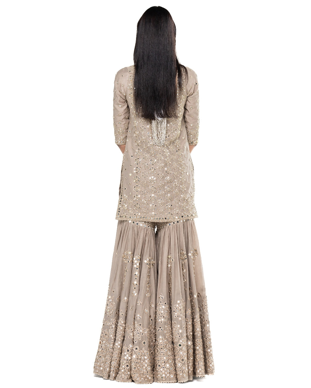 Grey Kurta And Gharara Set