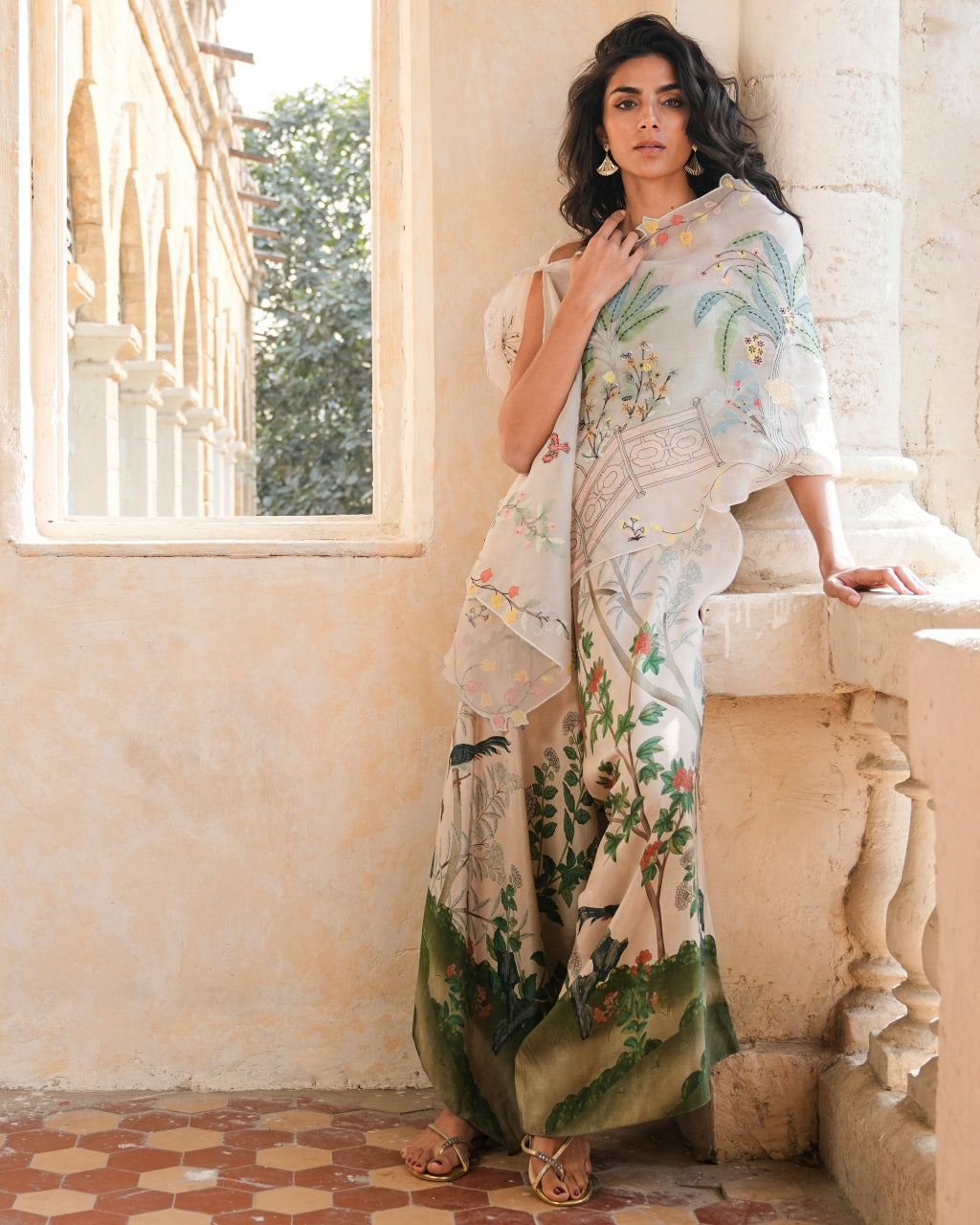 Peach Blush Wrap Stole & Pants