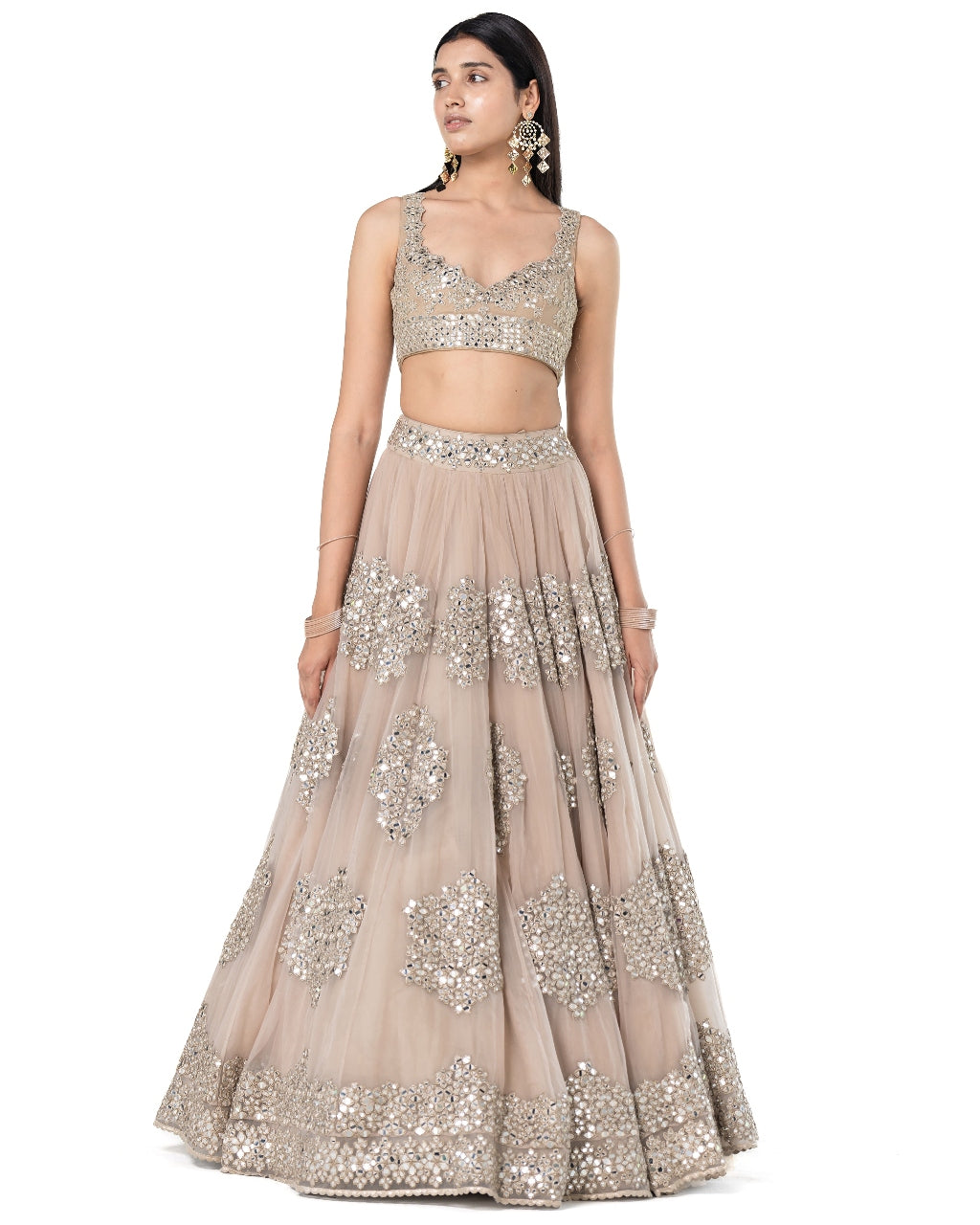 Moon Grey Organza Lehenga Set