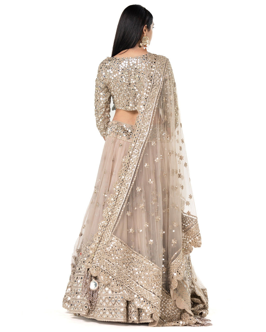 Moon Grey Heavily Embellished Lehenga Set