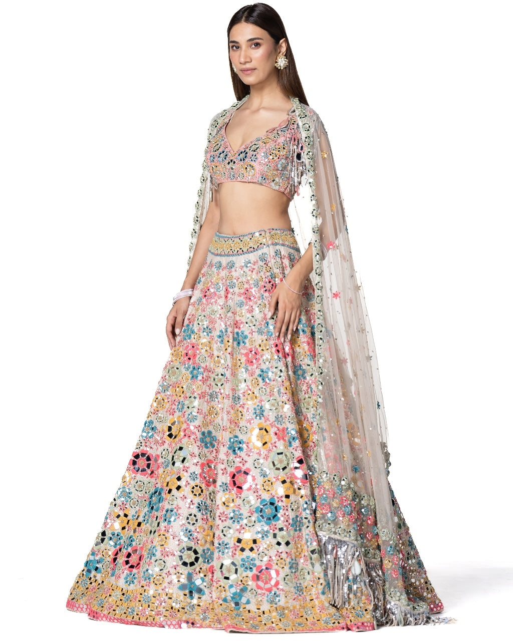 Multicoloured Floral Pattern Lehenga