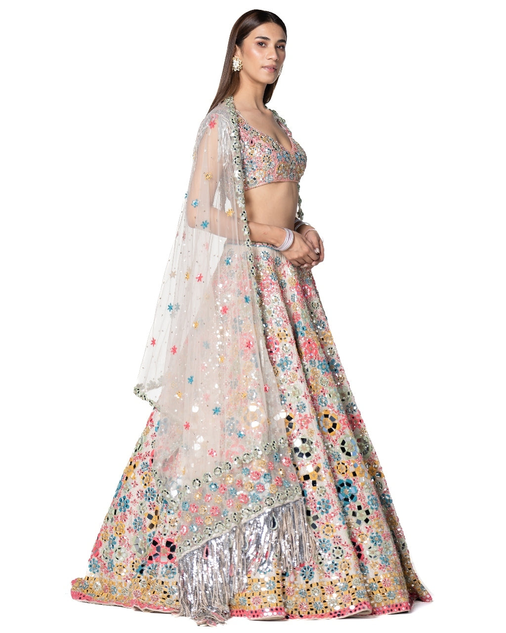 Multicoloured Floral Pattern Lehenga