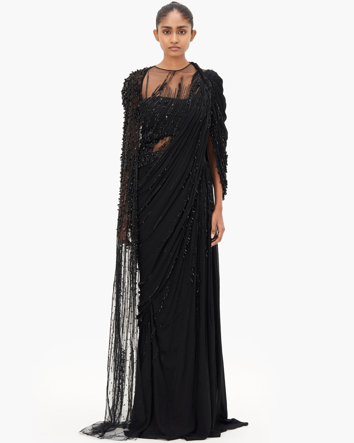 The Celestial Tide Sari Gown