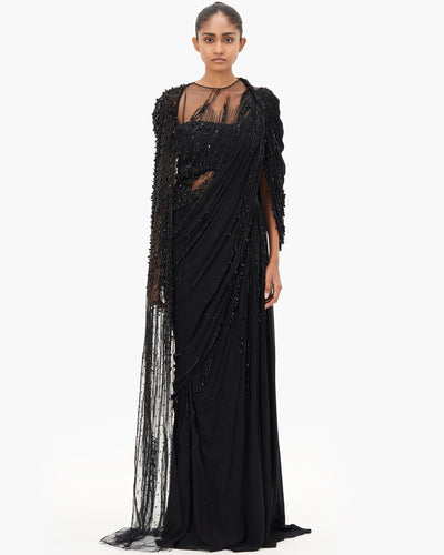 The Celestial Tide Sari Gown