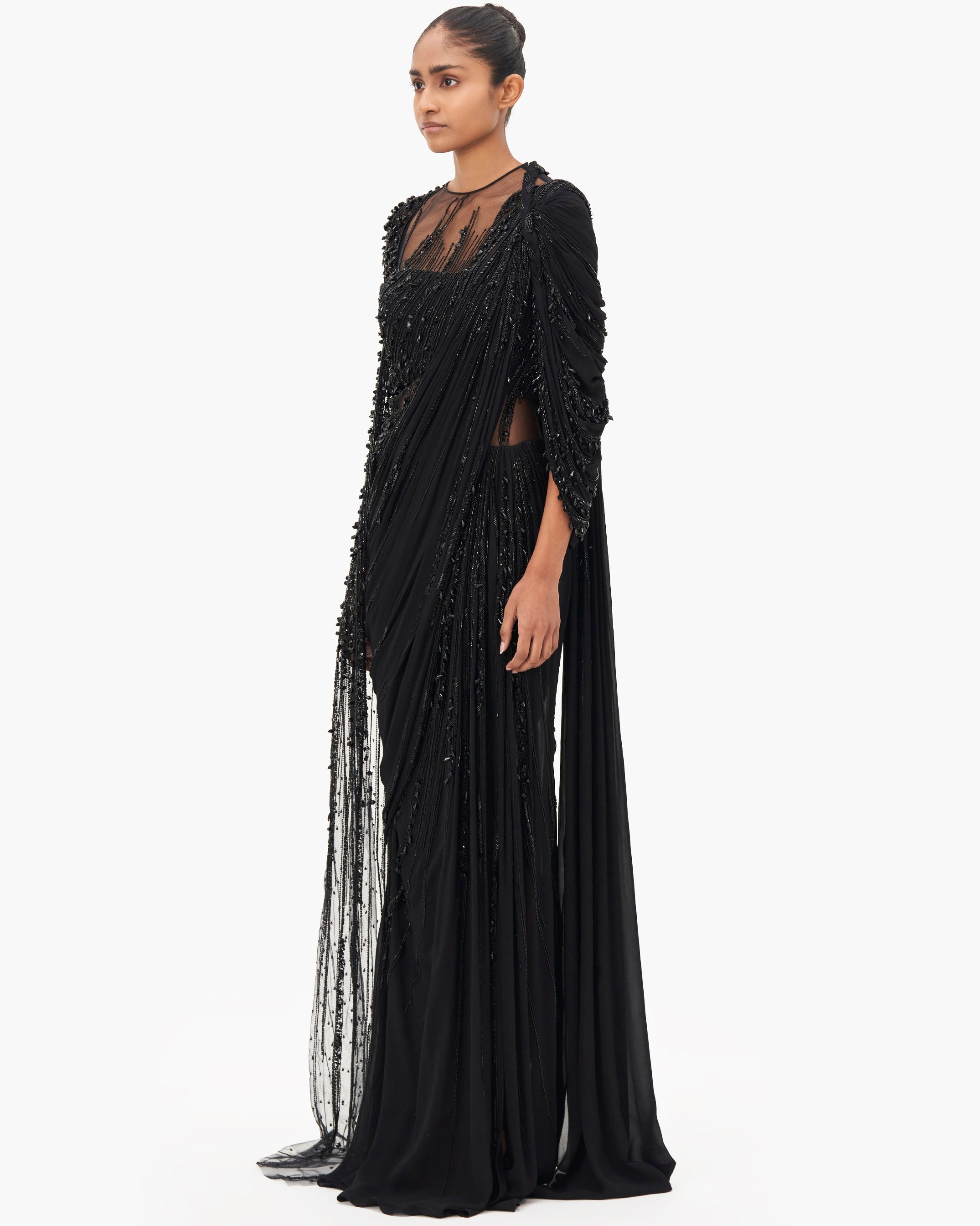 The Celestial Tide Sari Gown