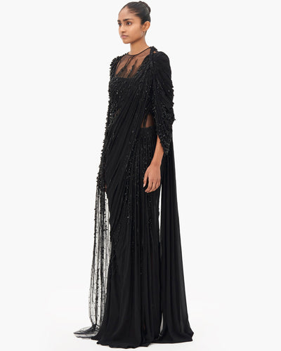 The Celestial Tide Sari Gown