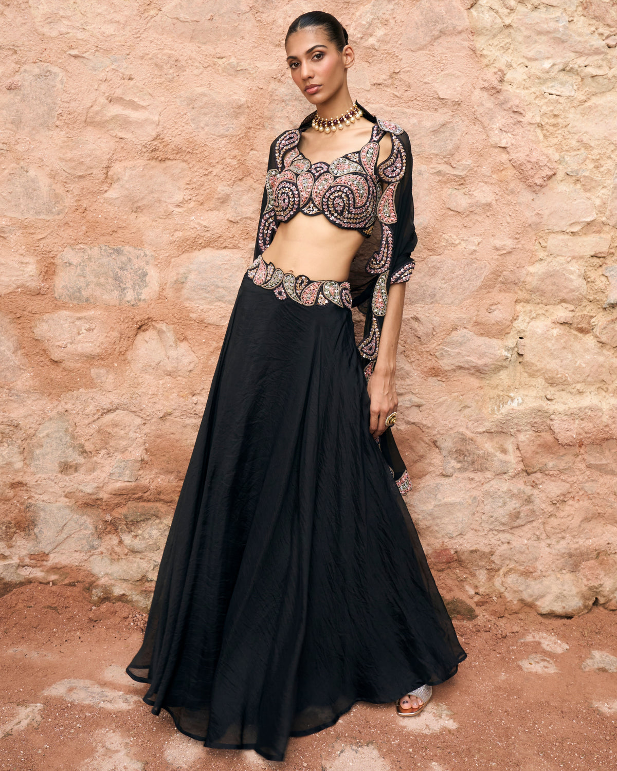 Siyah Lehenga Set