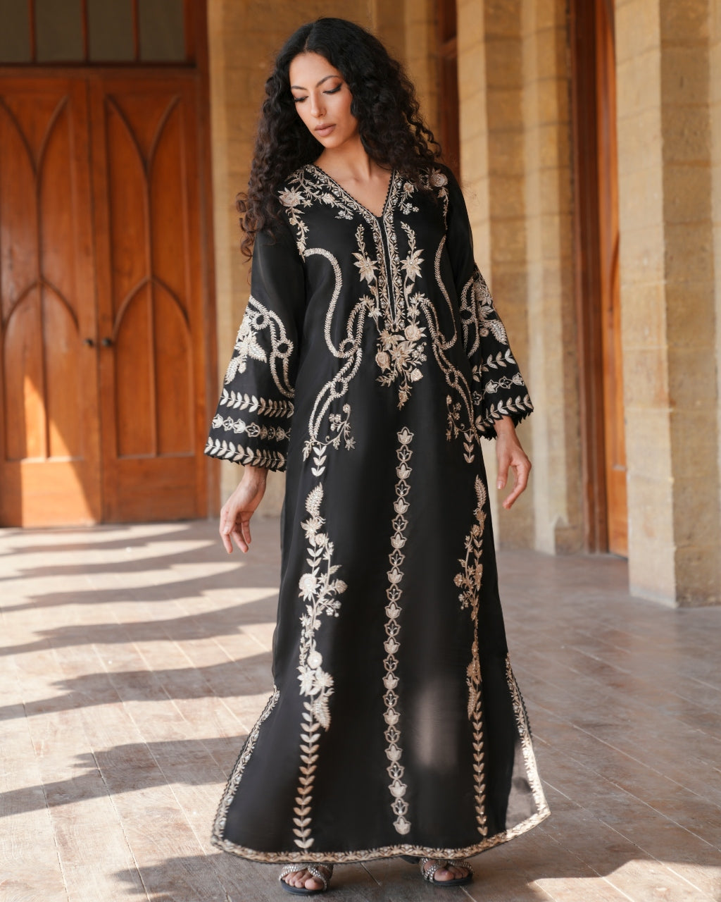 black kaftan dress Jalabiya Black Kaftan