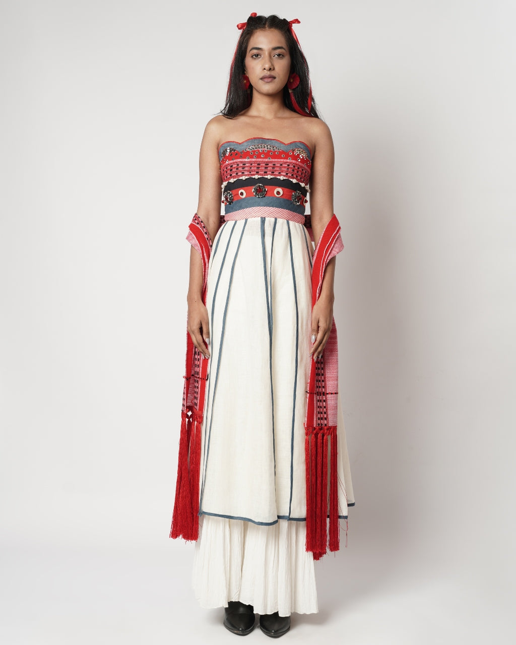 Mutli Panelled Scarf Corseted Kalidar Set