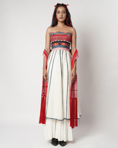 Mutli Panelled Scarf Corseted Kalidar Set
