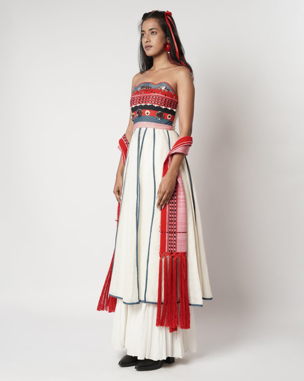Mutli Panelled Scarf Corseted Kalidar Set
