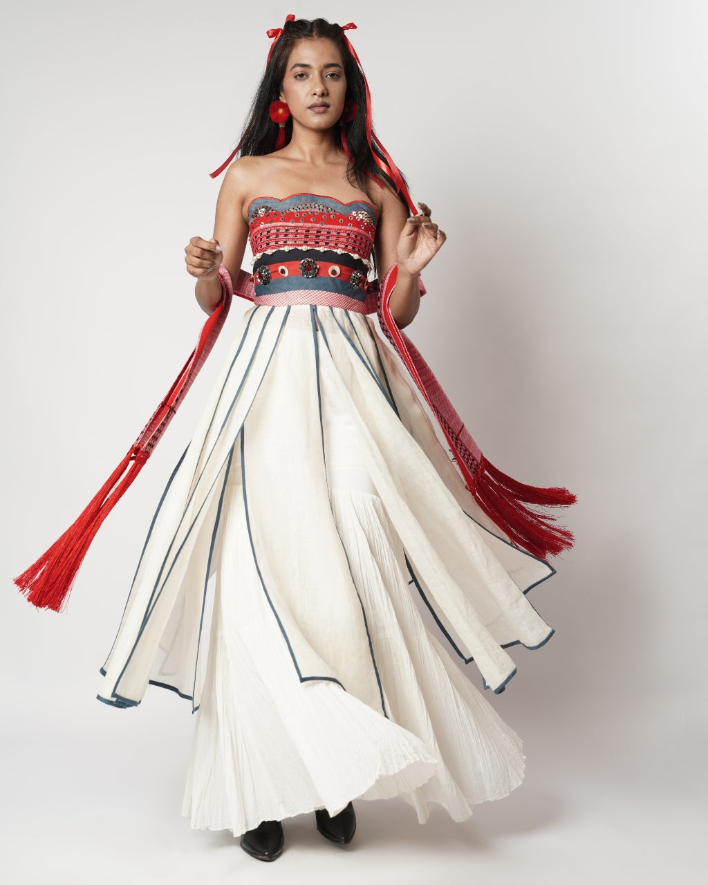 Mutli Panelled Scarf Corseted Kalidar Set