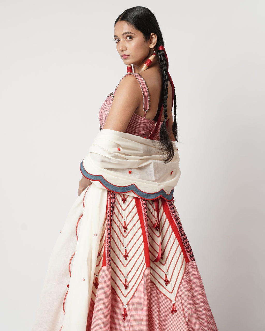 Gamcha Beaded Cord Lehenga Set