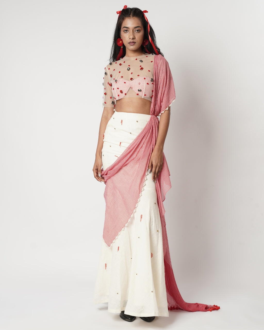Gamcha Crystal Drape Sari
