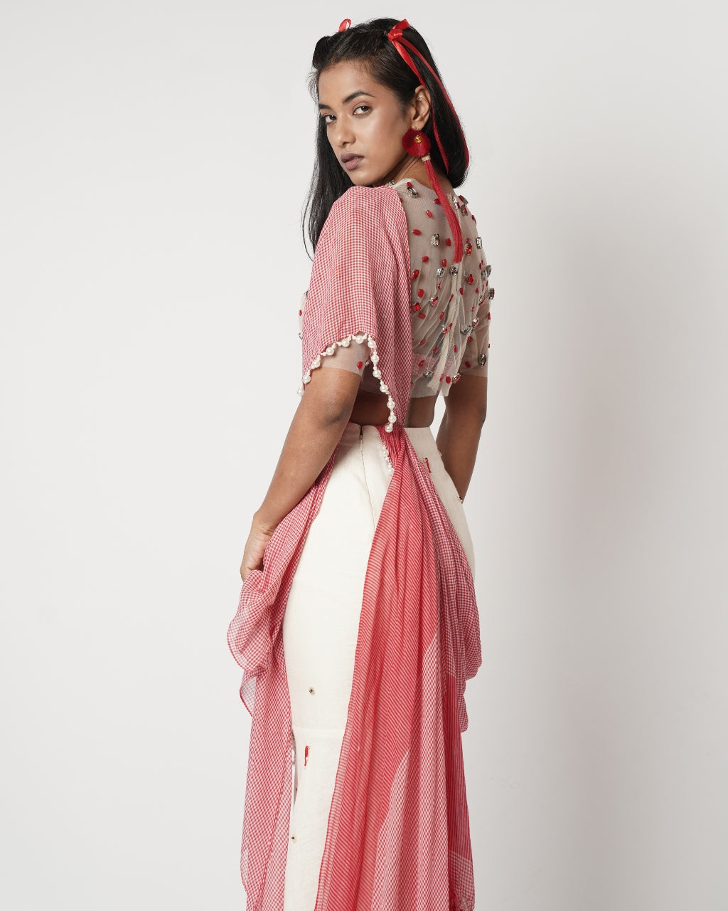 Gamcha Crystal Drape Sari