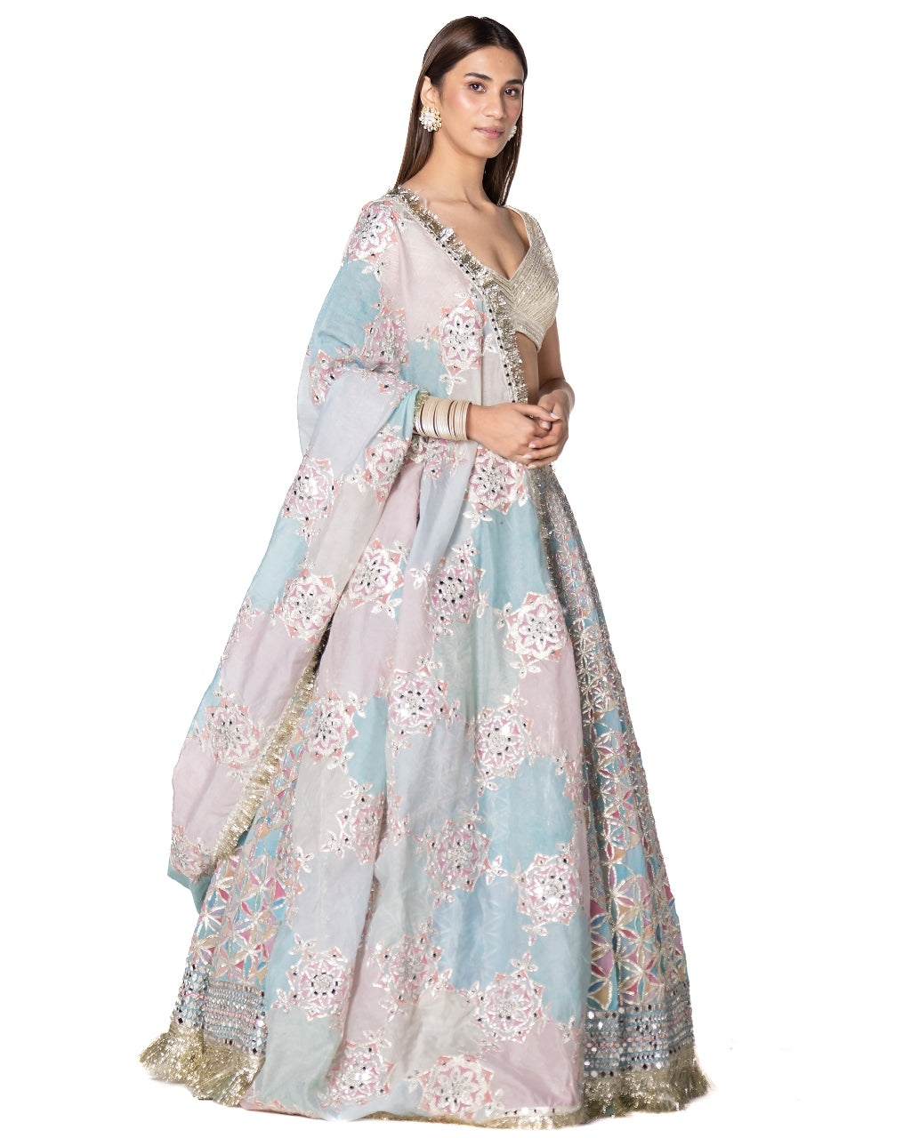 Multicolor Pastel Printed Lehenga Set