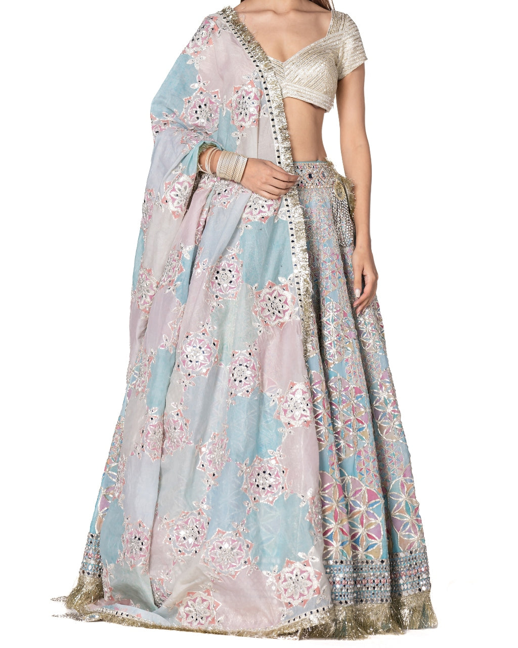 Multicolor Pastel Printed Lehenga Set