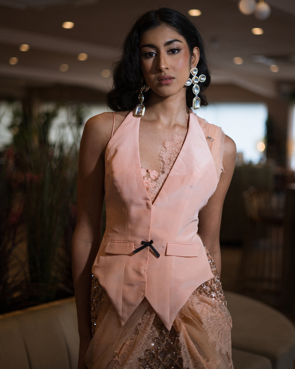 Forbidden Peach Sari Set
