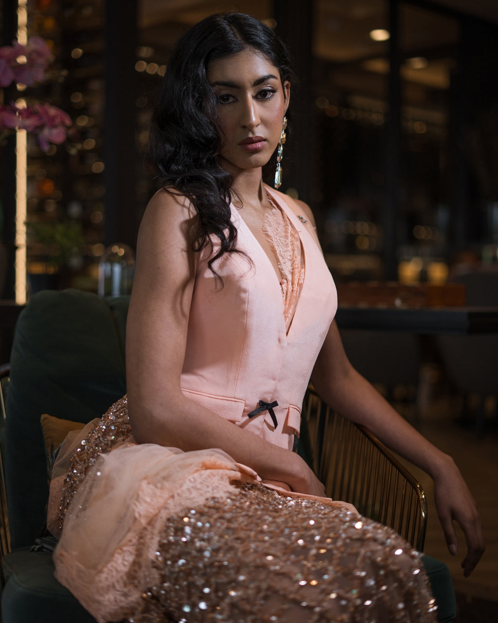 Forbidden Peach Sari Set