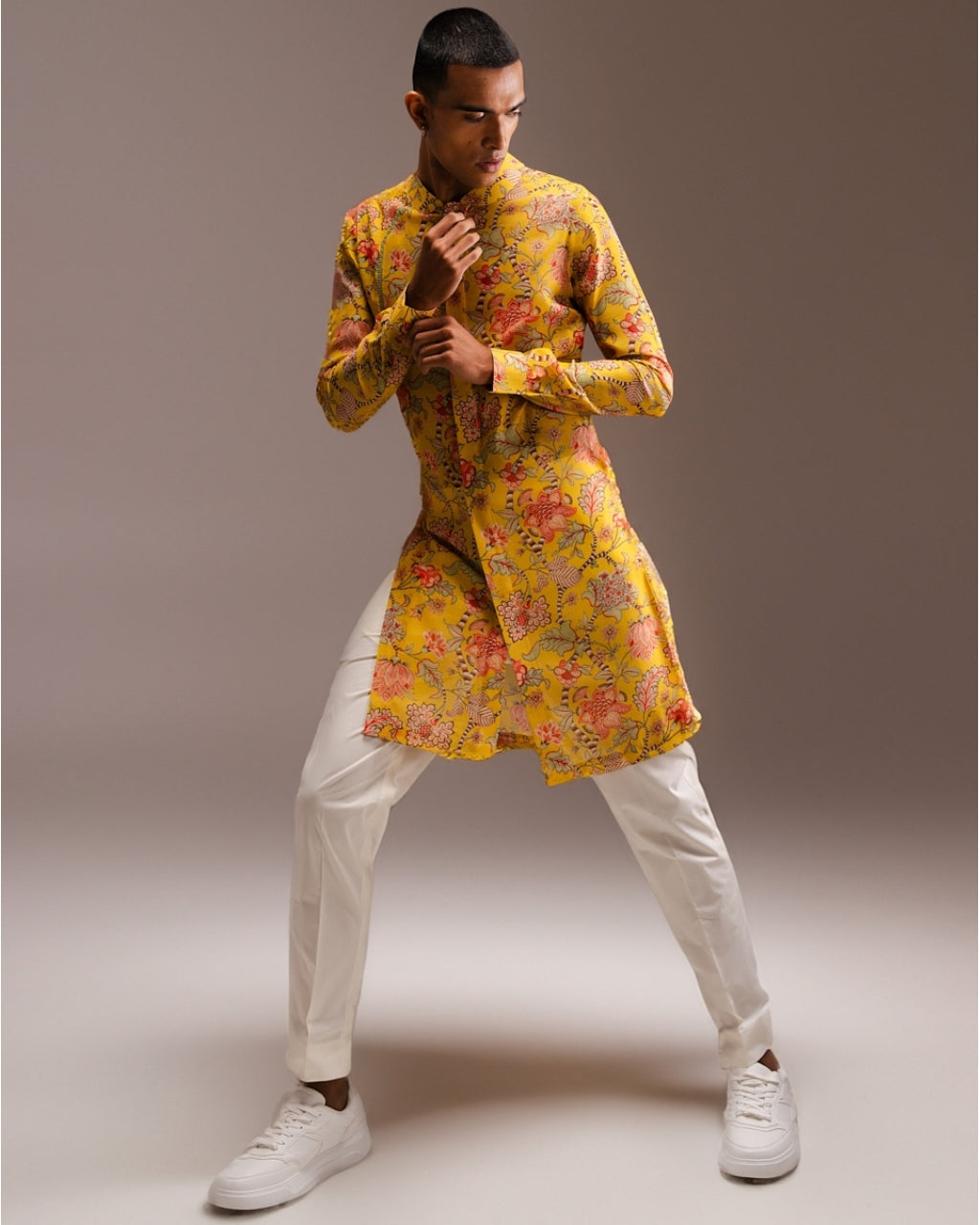 Yellow Hamdard Long Kurta Pyjama Set