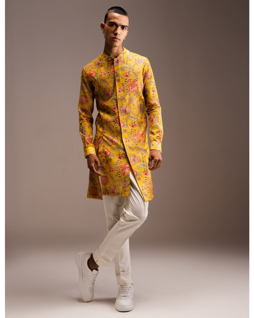 Yellow Hamdard Long Kurta Pyjama Set