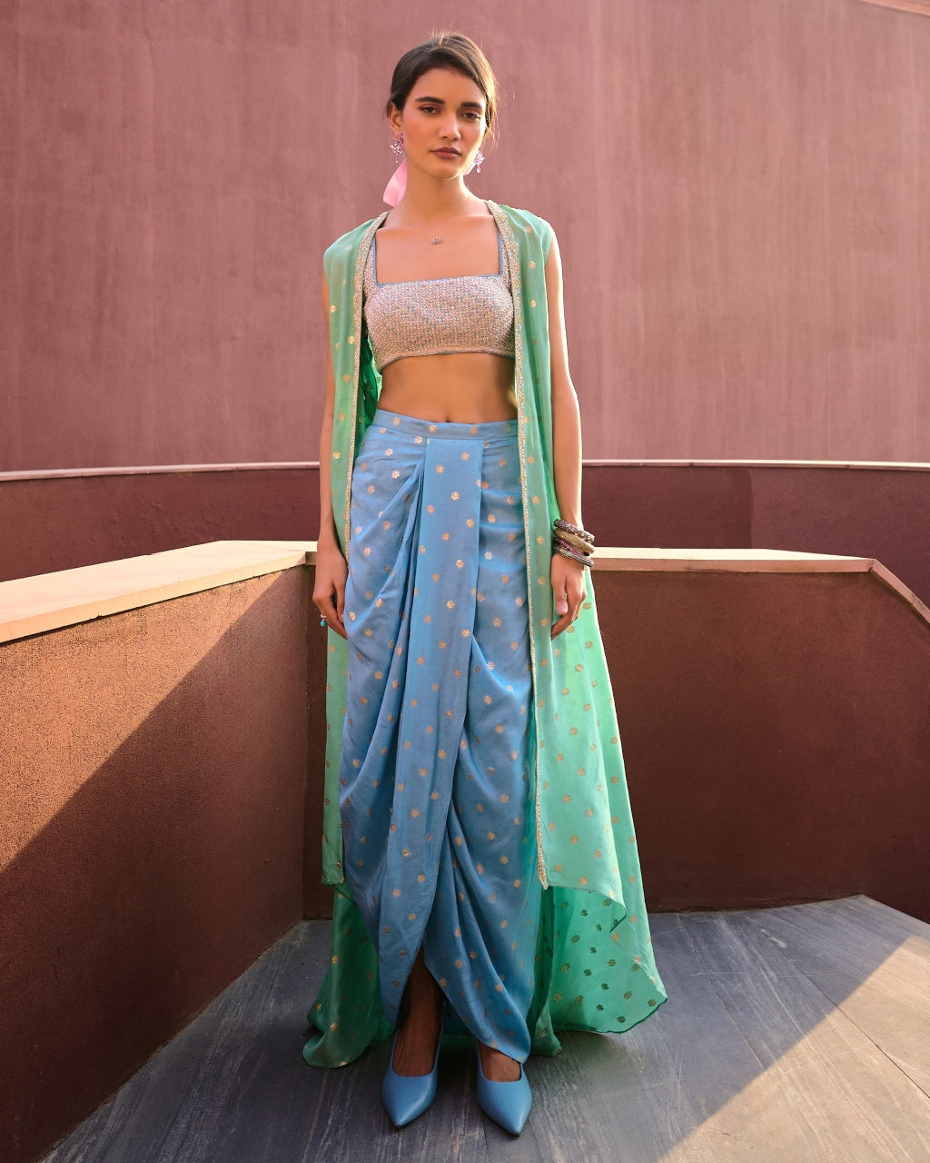 Ryna Dhoti Skirt With Jacket Set