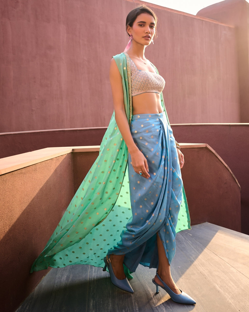 Ryna Dhoti Skirt With Jacket Set