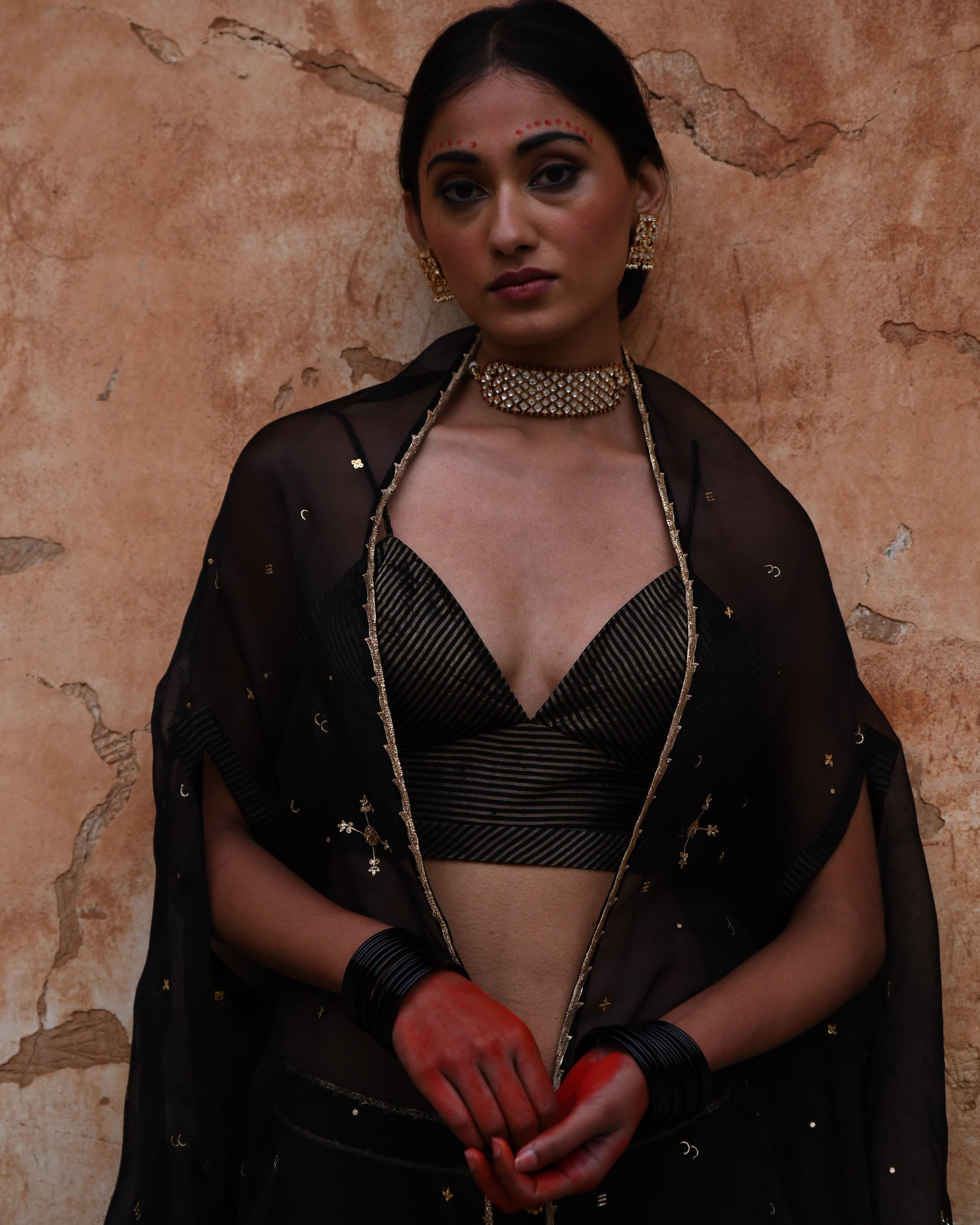 Black Cape And Skirt Set