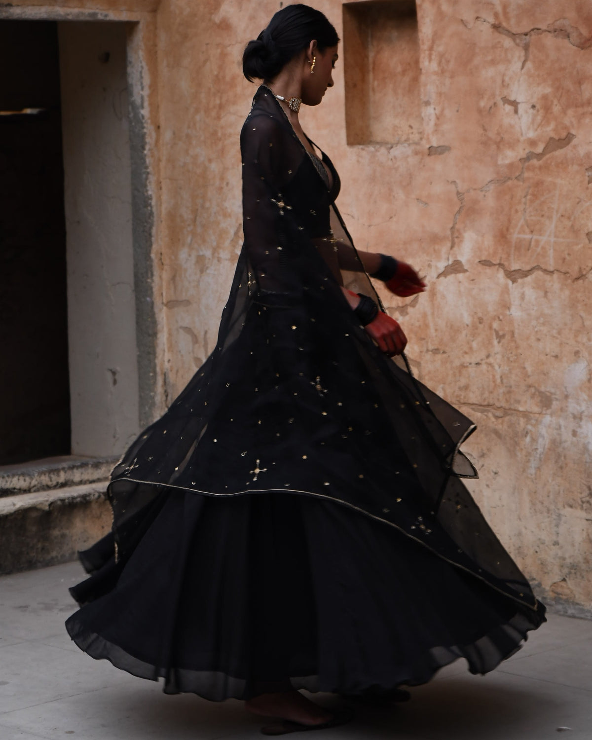 Black Cape And Skirt Set