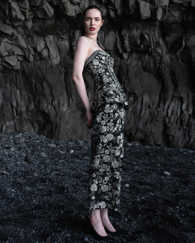 Metallic Embroidered Corset Set