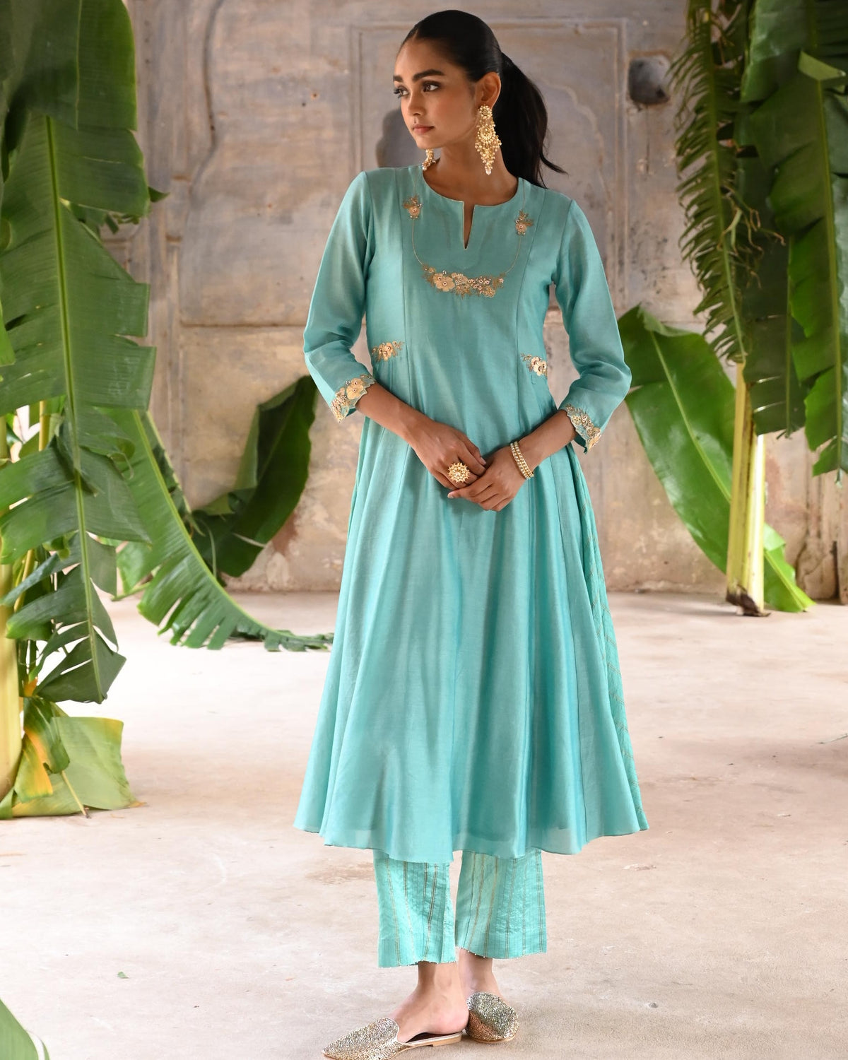 Powder Blue Kalli A-Line Kurta Set