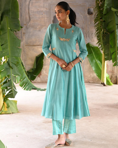 Powder Blue Kalli A-Line Kurta Set