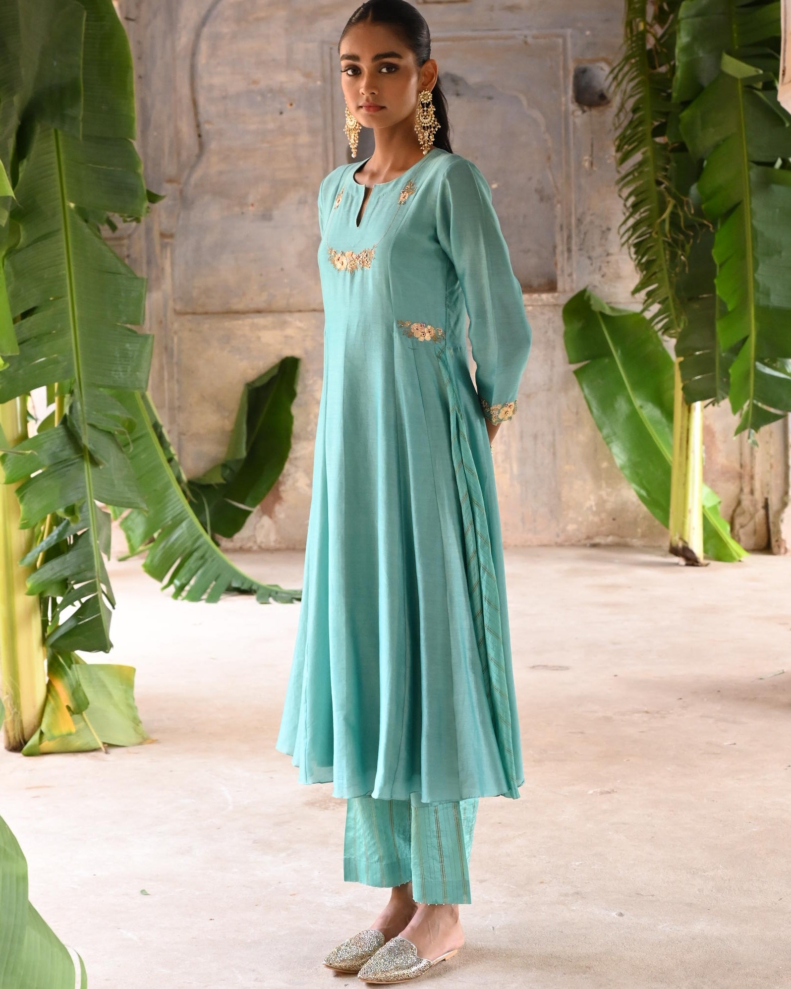 Powder Blue Kalli A-Line Kurta Set