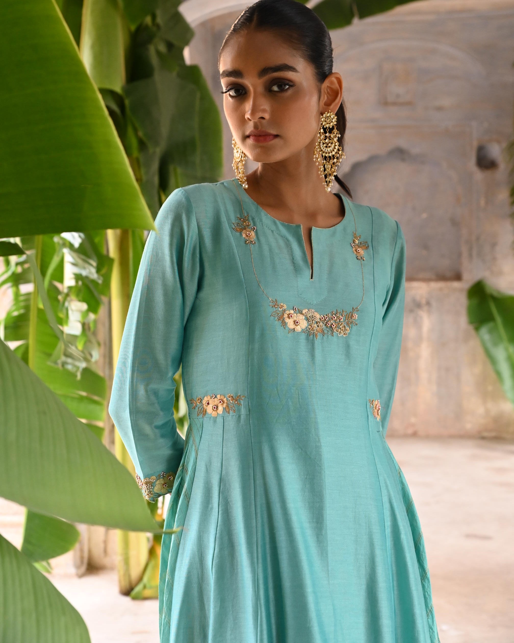 Powder Blue Kalli A-Line Kurta Set