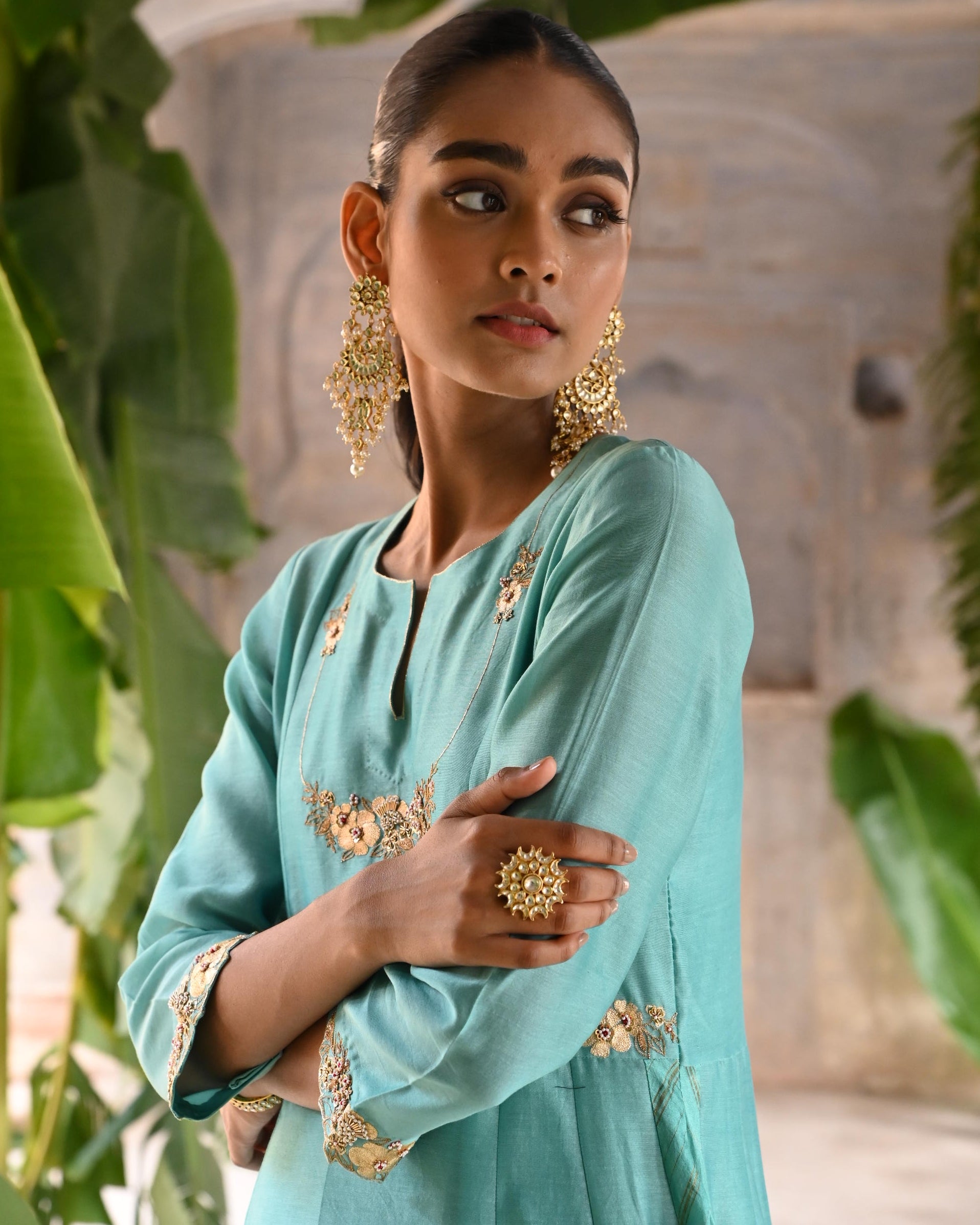 Powder Blue Kalli A-Line Kurta Set