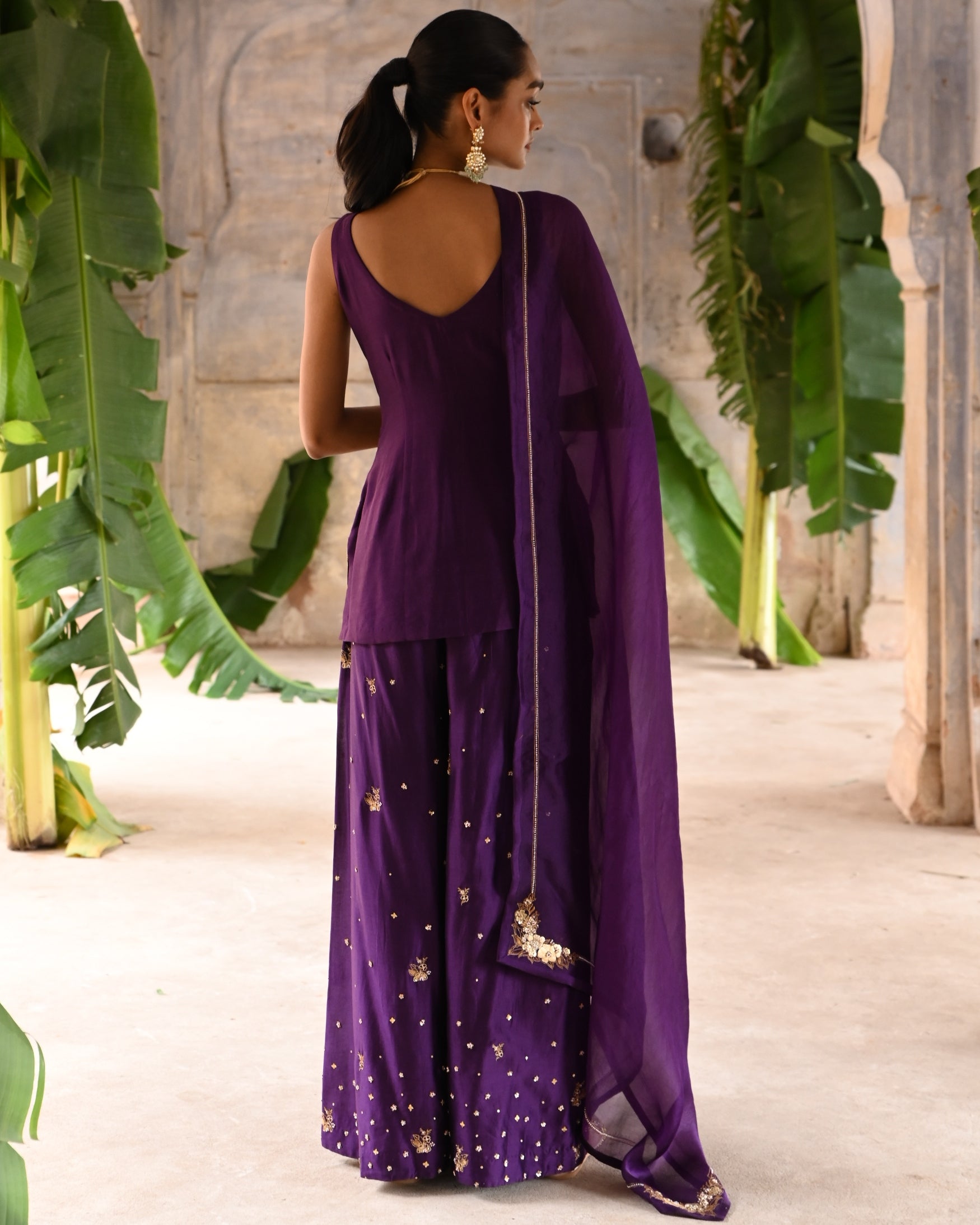 Aubergine Short Kurta Set