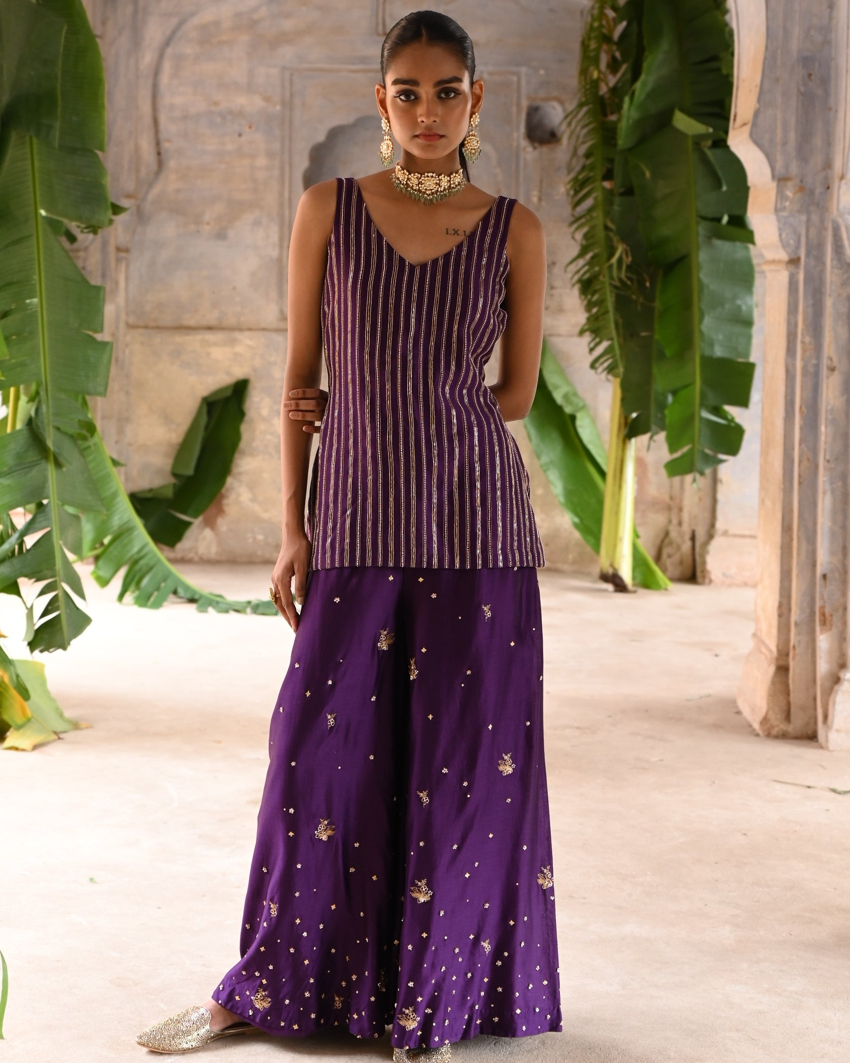 Aubergine Short Kurta Set