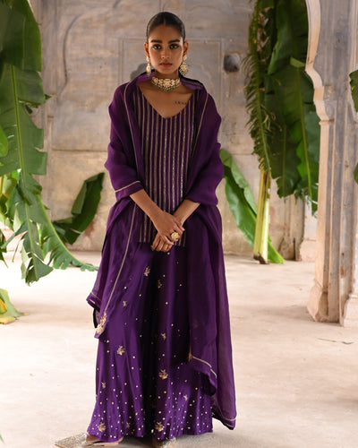 Aubergine Short Kurta Set