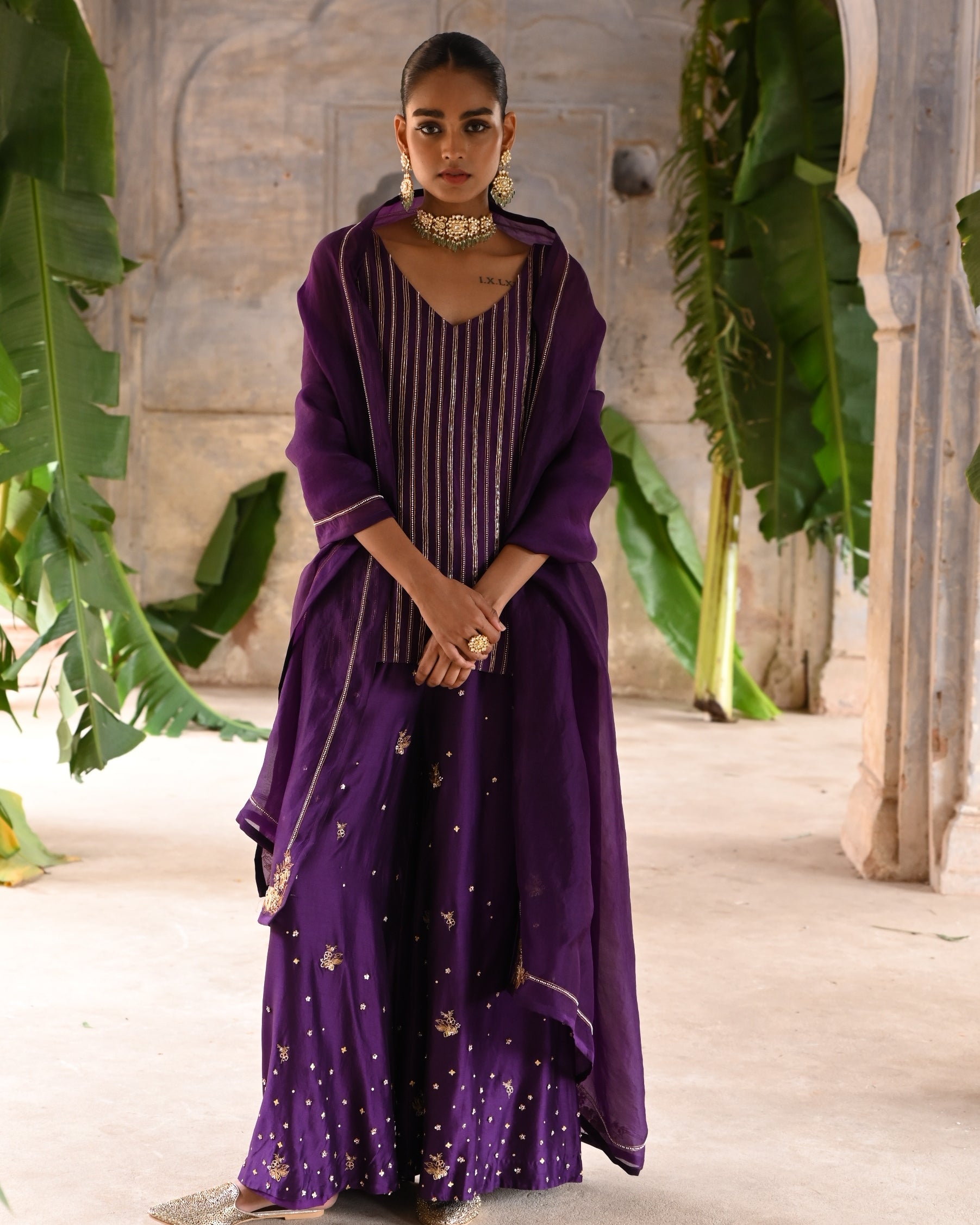 Aubergine Short Kurta Set