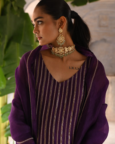 Aubergine Short Kurta Set